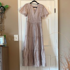 Anthropologie Brown and White Midi Dress